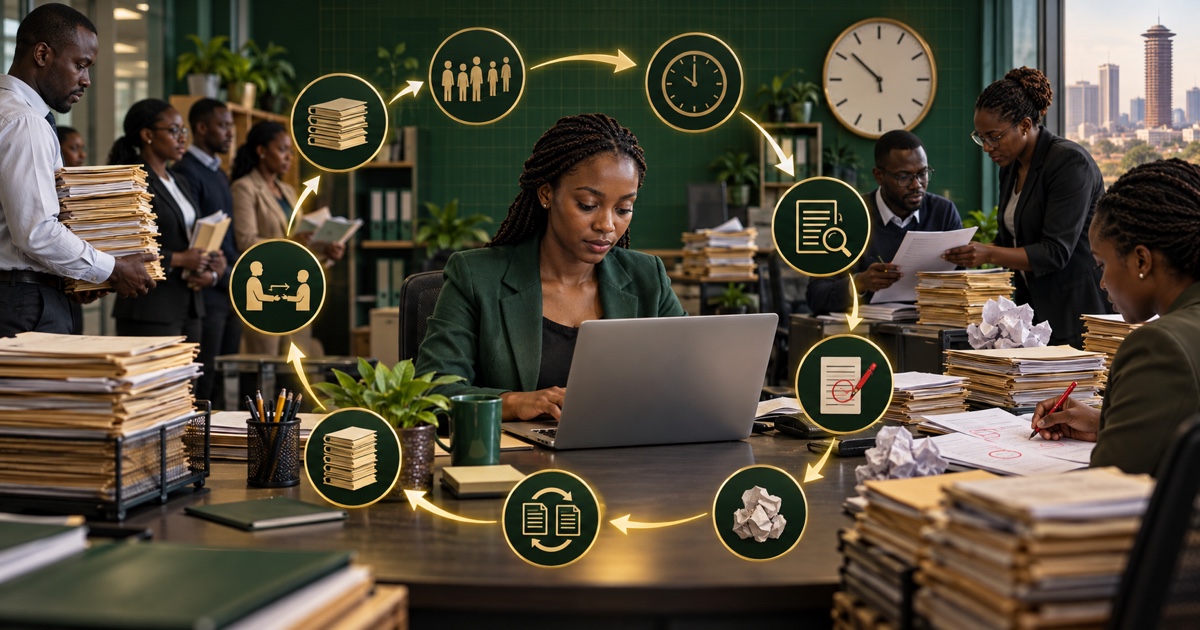 An operations team faces the queues, checks, corrections and retyping hidden around manual document entry.